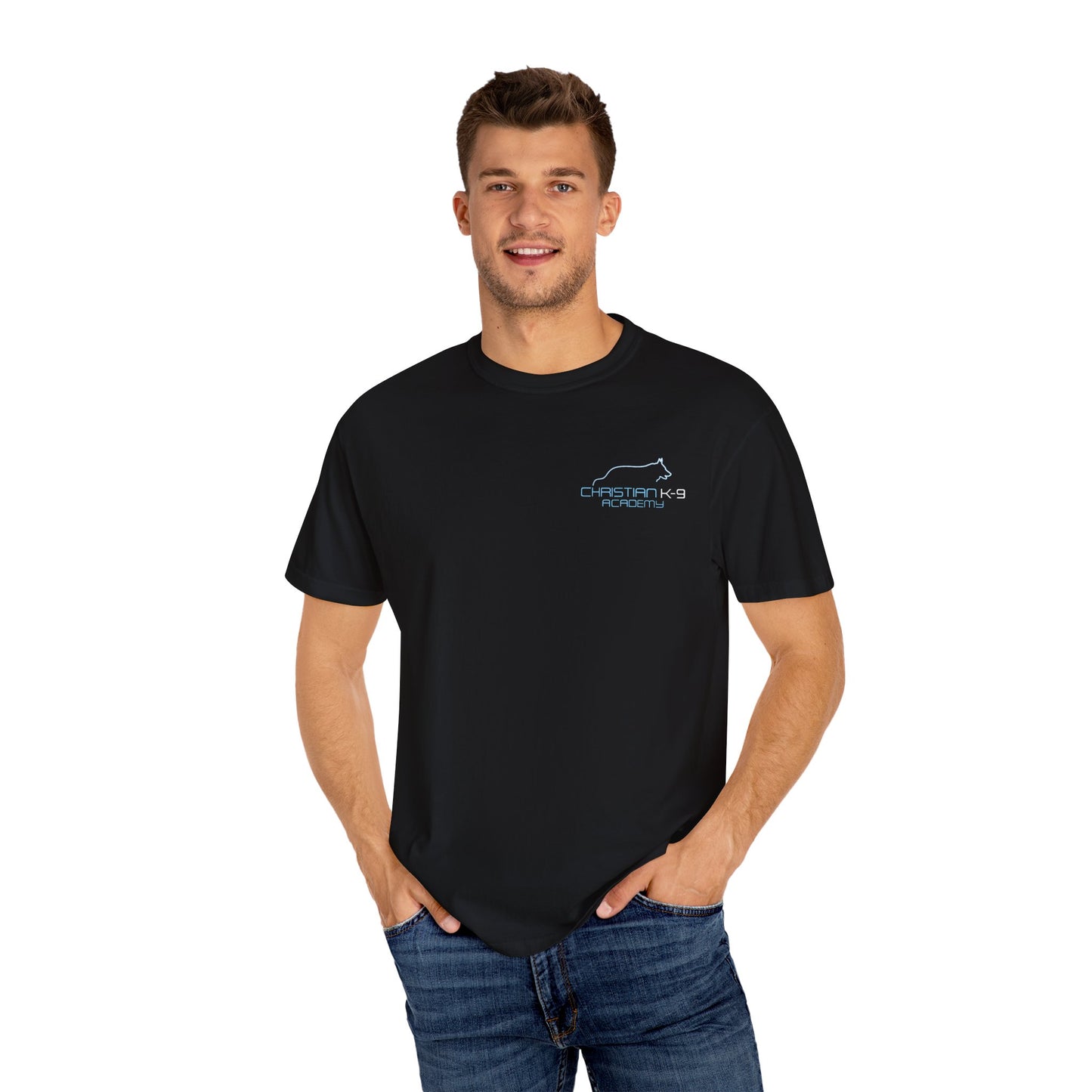 Dark Christian K-9 Academy T-Shirt - Perfect for Dog Lovers and Training Enthusiasts